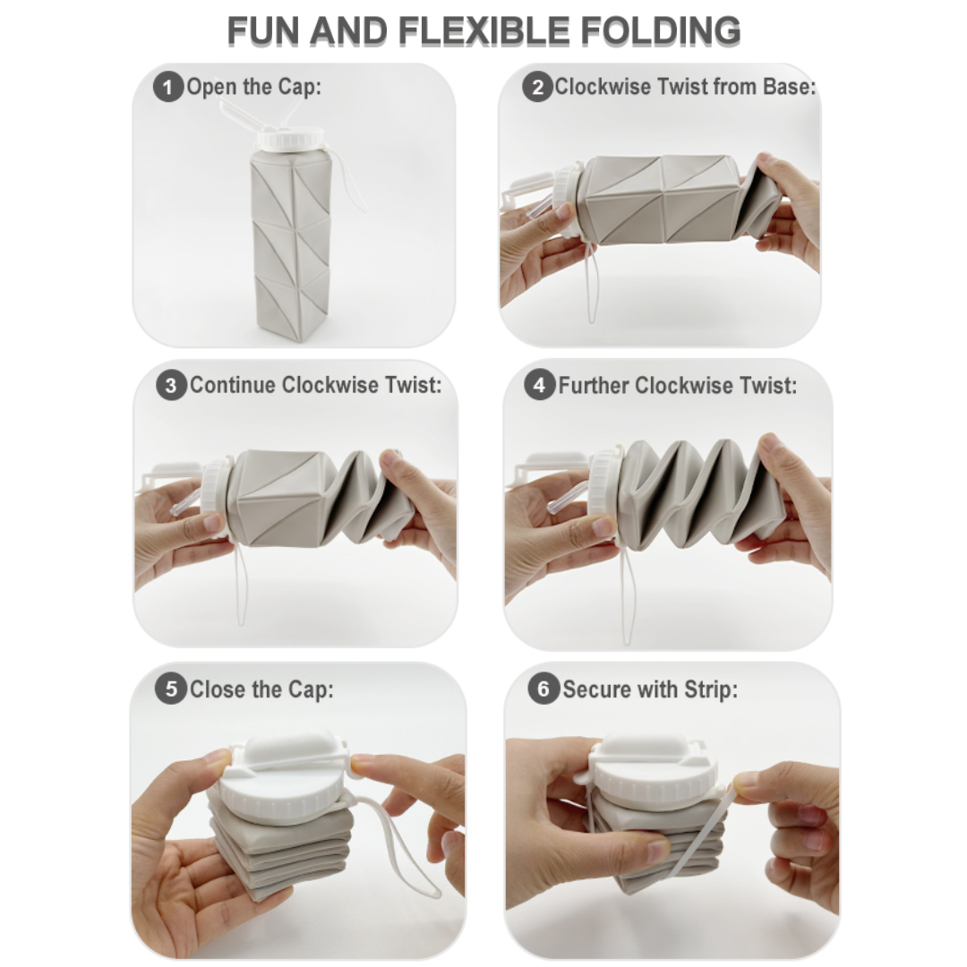 Lisslune | Collapsible Silicone Bottle – 610ml, Leak-proof & Portable