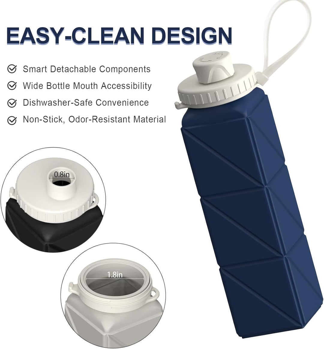Lisslune | Collapsible Silicone Bottle – 610ml, Leak-proof & Portable