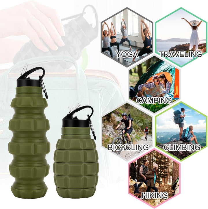 Lisslune | Collapsible Travel Water Bottle - 575 ML Reusable Silicone