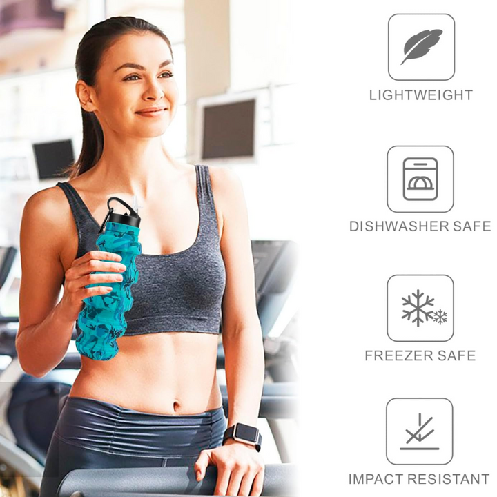 Lisslune | Collapsible Travel Water Bottle - 575 ML Reusable Silicone