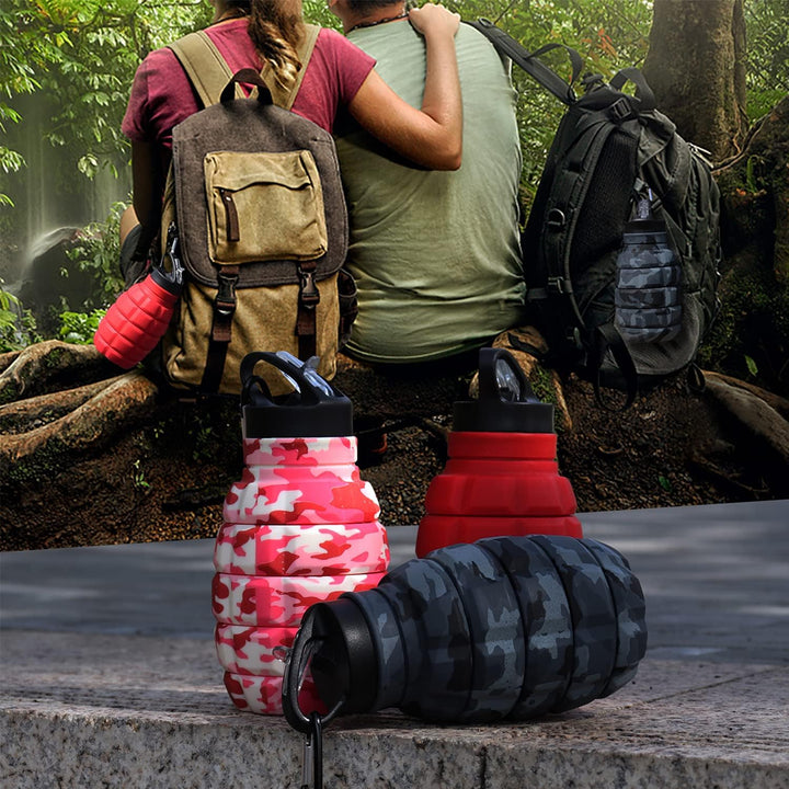 Lisslune | Collapsible Travel Water Bottle - 575 ML Reusable Silicone