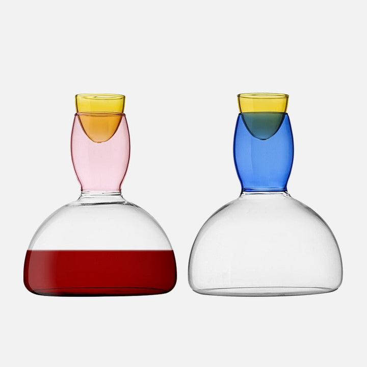Lisslune | Chalice and carafe made of colored glass by Phillips