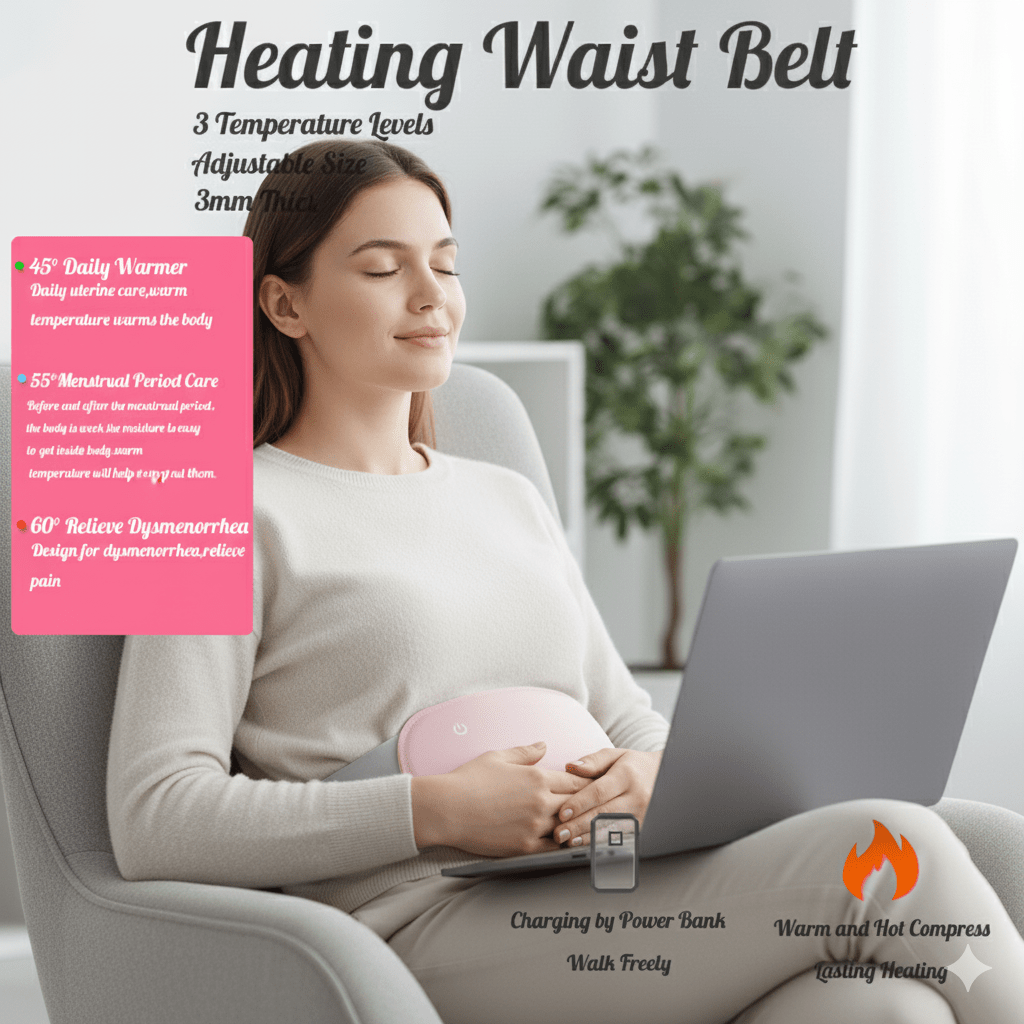 Lisslune | COMFORTHEAT – Rechargeable Electric Heating Pad for Cramps & Abdominal Pain Relief
