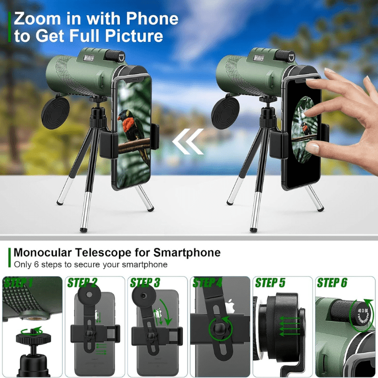 Lisslune | Compact 600x Ultra-Zoom Monocular | HD Lens, Lightweight & Perfect for Hiking, Birdwatching, and Sports Events