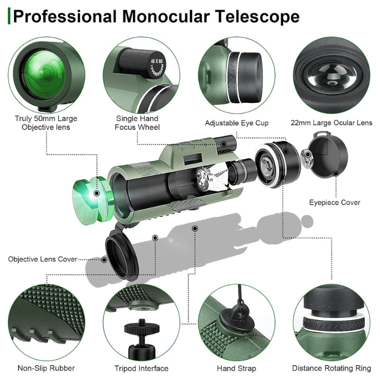 Lisslune | Compact 600x Ultra-Zoom Monocular | HD Lens, Lightweight & Perfect for Hiking, Birdwatching, and Sports Events