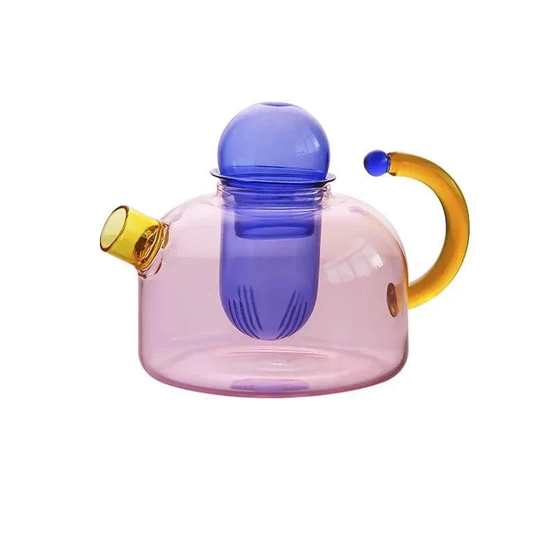 Lisslune | Contrasting Color Glass Teapot Set – Stylish & Heat Resistant Design
