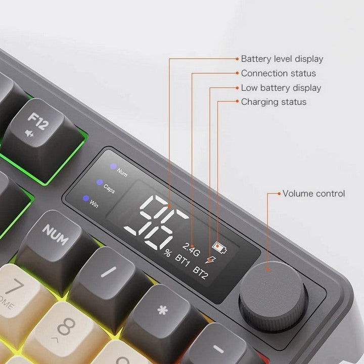 Lisslune | Silent Mechanical Keyboard - Cool Gaming Wireless Design with Display