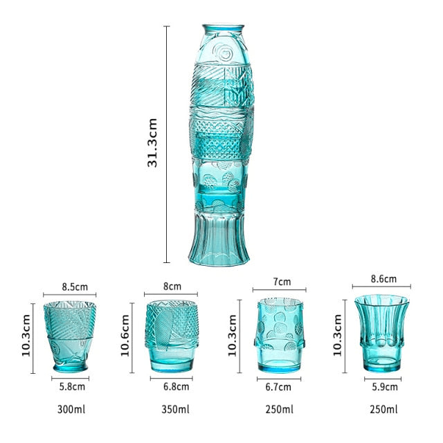 Lisslune | Colored Glass Cup Set in Koi Fish Shape - Sale