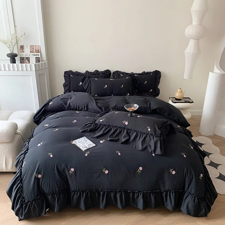 Rynx | Coquette Roses Ruffle Duvet Cover & Pillowcase Set