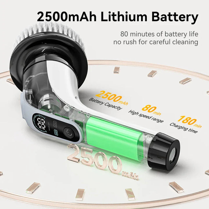 Lisslune | Cordless Electric Spin Cleaning Brush with 7 Attachments – Waterproof