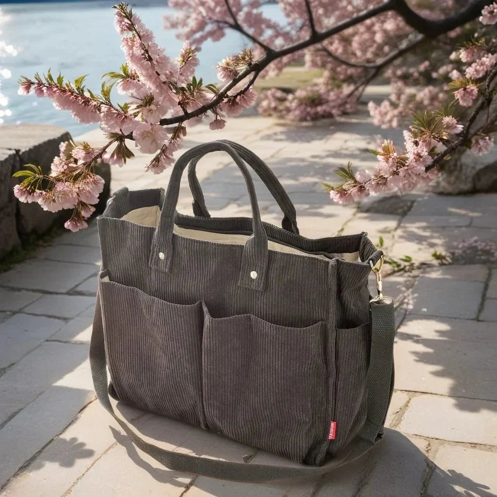 Lisslune | CordoTote – Classic Corduroy Shoulder Bag for Everyday Use