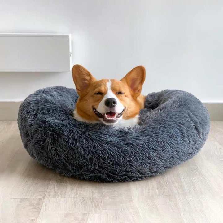 Lisslune | Beef Plush Calming Donut Dog Bed for Small to Large Dogs
