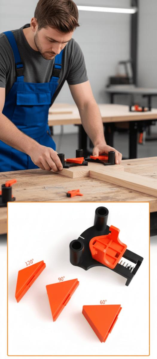 Lisslune | CORNERMATE – Adjustable 4-Way Corner Clamp Set for Perfect 60°, 90°, and 120° Angles