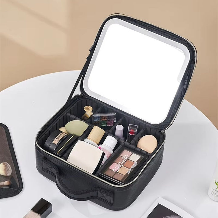 Lisslune | Travel Makeup Bag with LED Mirror and Spacious Storage