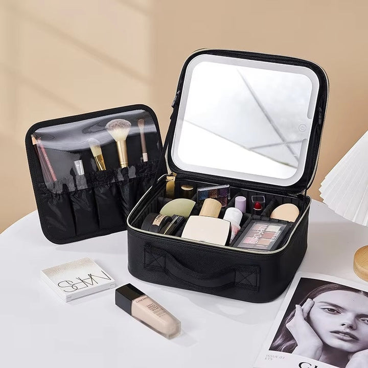 Lisslune | Travel Makeup Bag with LED Mirror and Spacious Storage