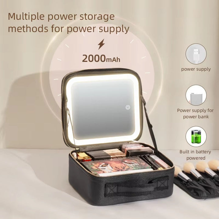 Lisslune | Travel Makeup Bag with LED Mirror and Spacious Storage