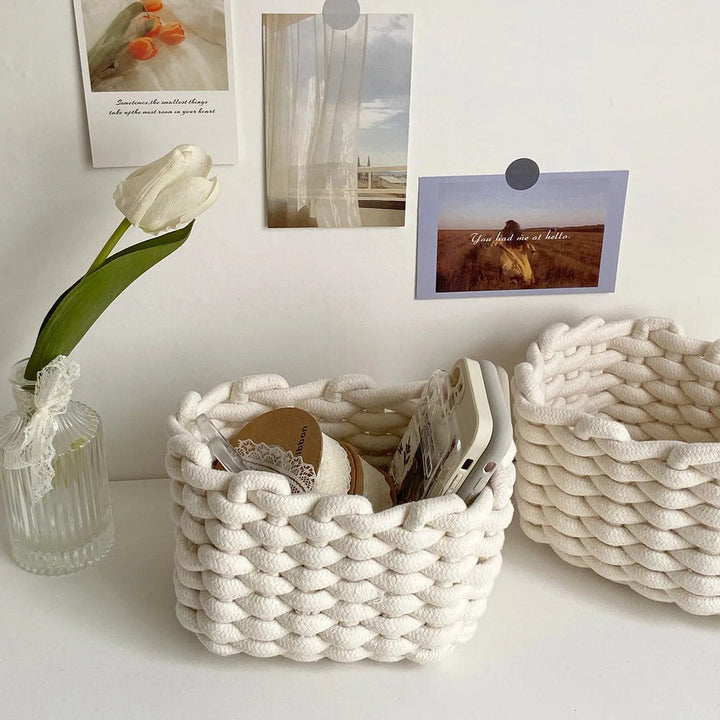 Rynx | Cotton rope braided desk storage basket