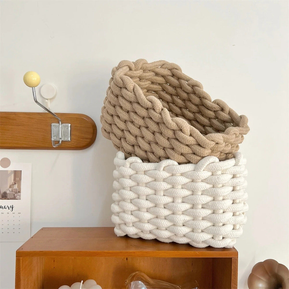 Rynx | Cotton rope braided desk storage basket