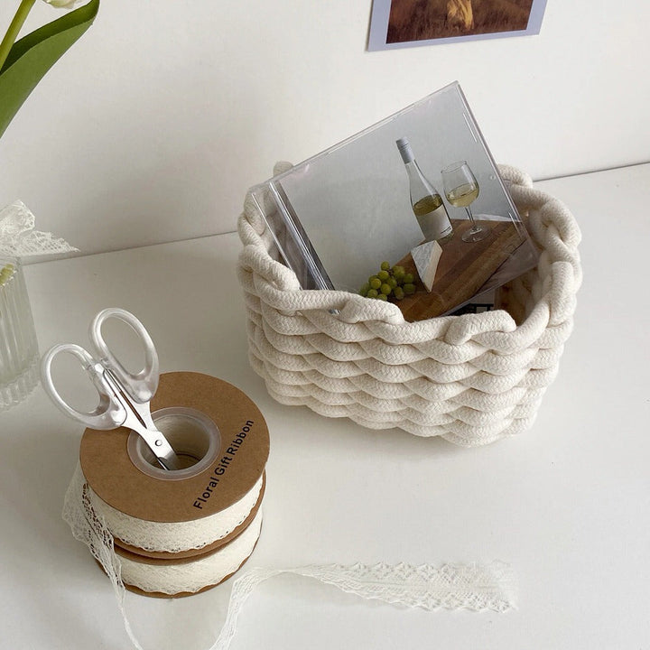 Rynx | Cotton rope braided desk storage basket