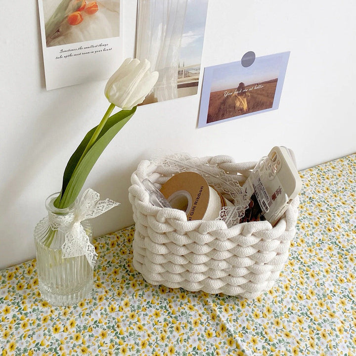 Rynx | Cotton rope braided desk storage basket