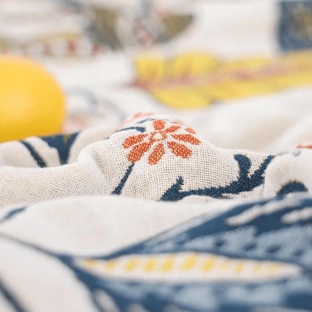 Lisslune | MEADOWNEST BLANKET – Rustic Cotton Blanket with Floral Pattern & Reversible Design