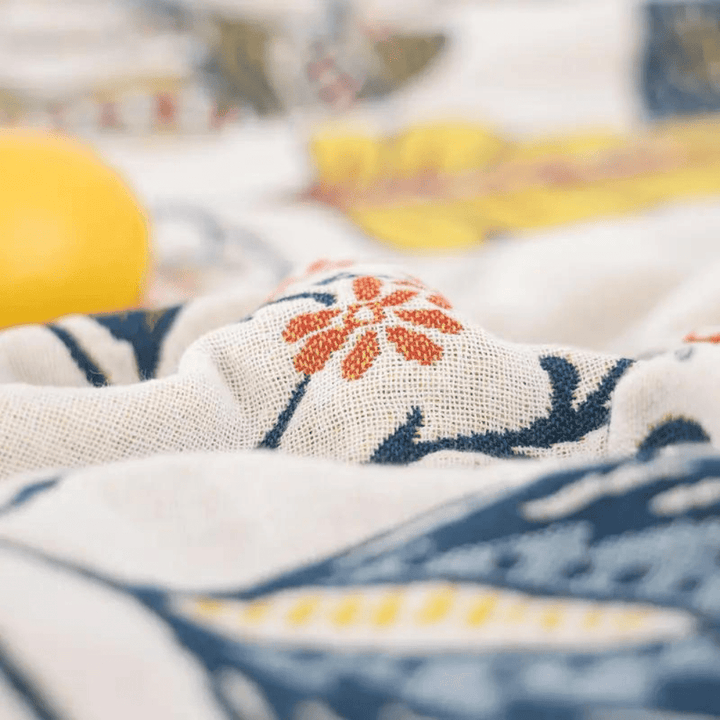 Lisslune | MEADOWNEST BLANKET – Rustic Cotton Blanket with Floral Pattern & Reversible Design