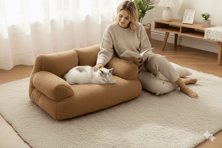 Lisslune | CozyCloud Bolster – Calming Pet Bed with Washable Cover for Dogs and Cats