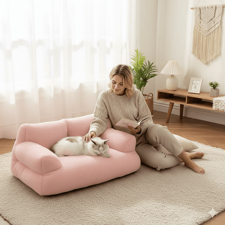 Lisslune | CozyCloud Bolster – Calming Pet Bed with Washable Cover for Dogs and Cats