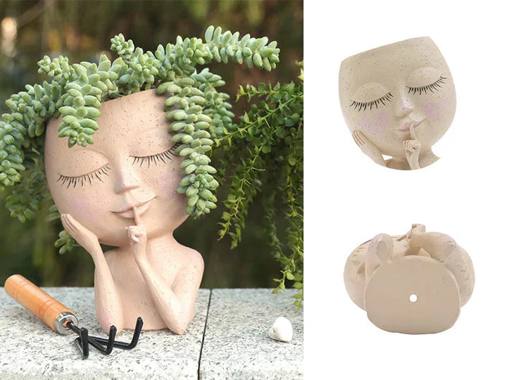 Lisslune | Decorative Flower Pot – Creative Plant Pot with Face for Houseplants & Succulents