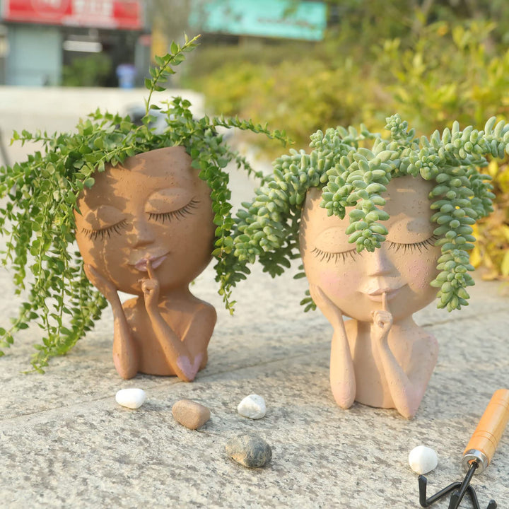Lisslune | Decorative Flower Pot – Creative Plant Pot with Face for Houseplants & Succulents