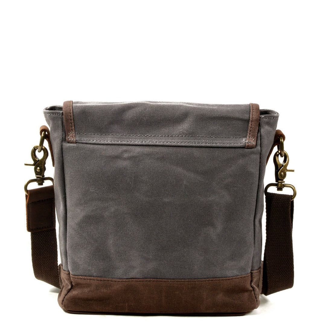 Lisslune | HorizonPath - Compact Vintage Shoulder Bag - High-Quality Waxed Cotton and Full-Grain Leather