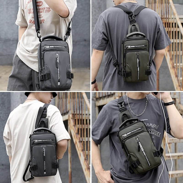 Lisslune | Waterproof Oxford Crossbody Bag, Anti-Theft Sling Bag, USB Charging & Multi-Pocket Design