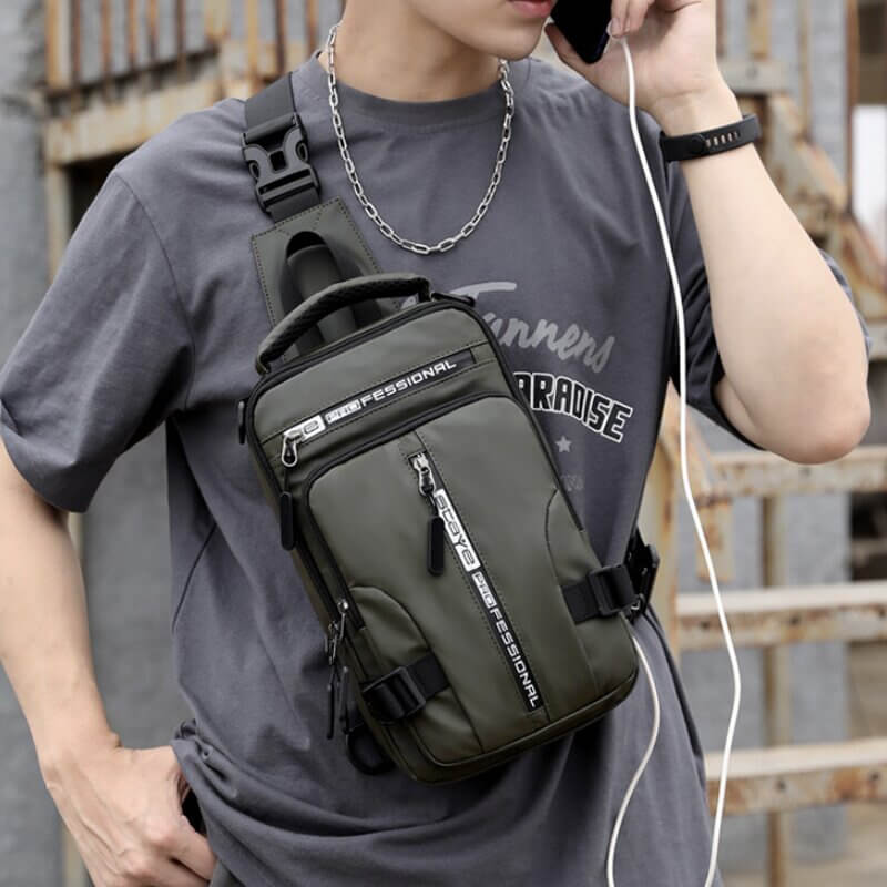 Lisslune | Waterproof Oxford Crossbody Bag, Anti-Theft Sling Bag, USB Charging & Multi-Pocket Design