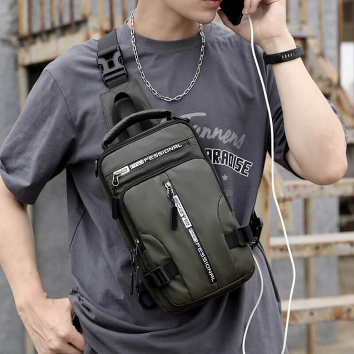 Lisslune | Waterproof Oxford Crossbody Bag, Anti-Theft Sling Bag, USB Charging & Multi-Pocket Design
