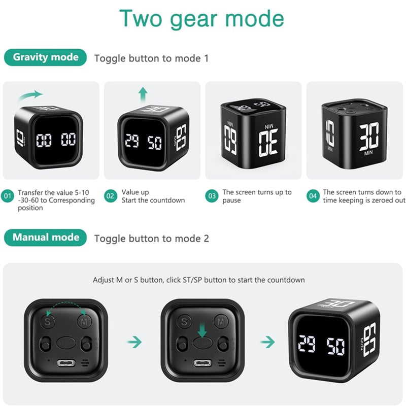 Lisslune | Smart Cube Timer with Gravity Sensing and LED Display