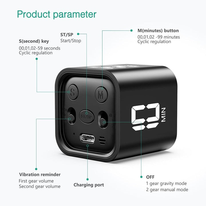 Lisslune | Smart Cube Timer with Gravity Sensing and LED Display