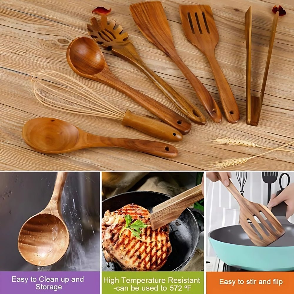 Lisslune | CULINAWOOD Utensil Set – Premium Teak Cooking Tools for Sustainable Use