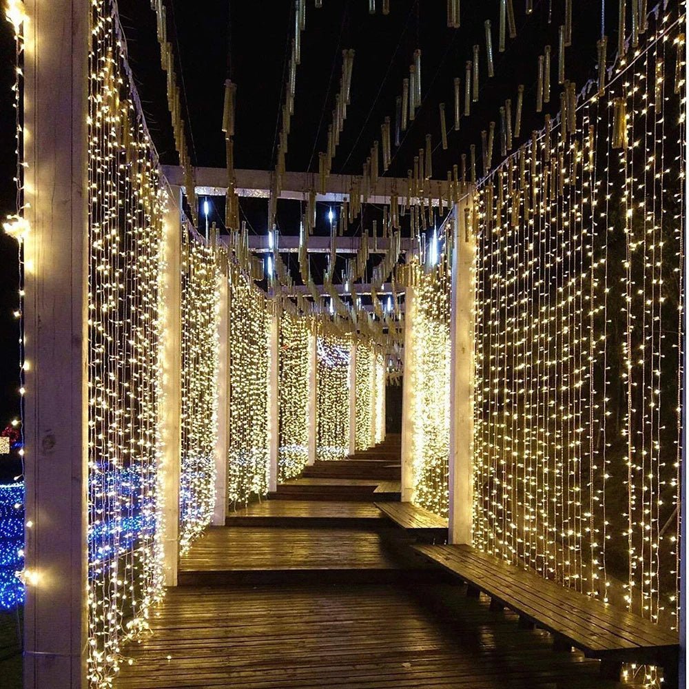 Lisslune | Curtain Christmas Lights 8 Modes Control - Remote Control Christmas Decorative Hanging String Lights