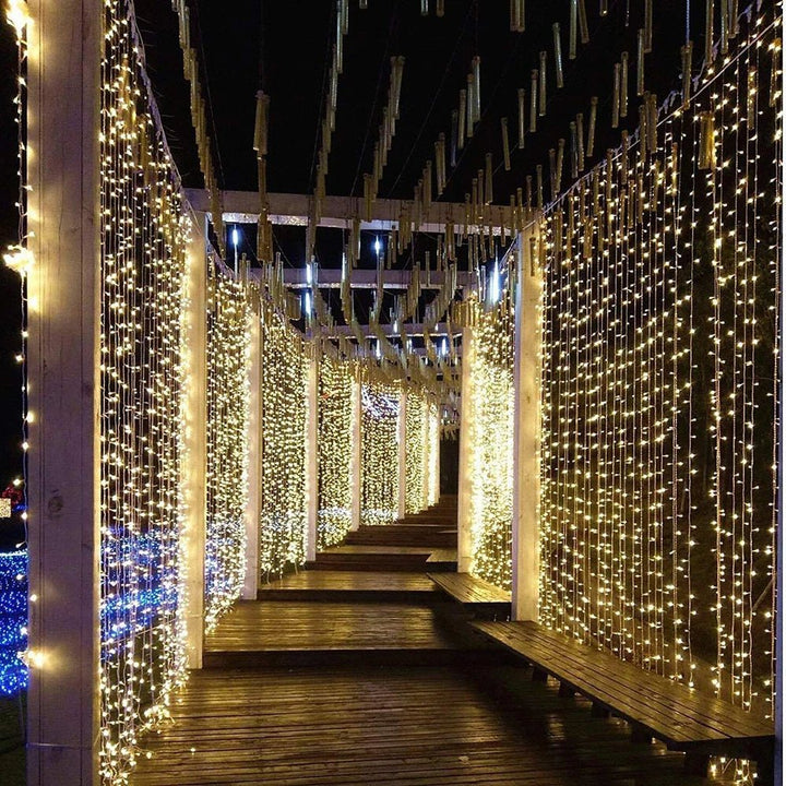 Lisslune | Curtain Christmas Lights 8 Modes Control - Remote Control Christmas Decorative Hanging String Lights