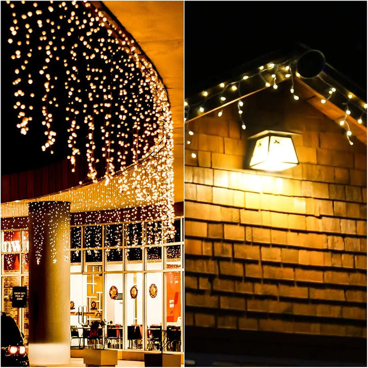 Lisslune | Curtain Christmas Lights 8 Modes Control - Remote Control Christmas Decorative Hanging String Lights