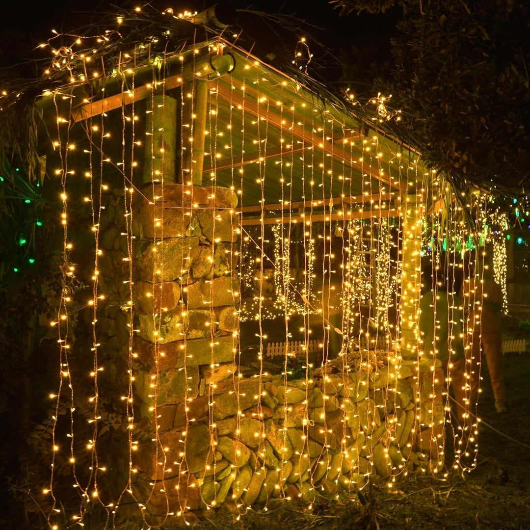 Lisslune | Curtain Christmas Lights 8 Modes Control - Remote Control Christmas Decorative Hanging String Lights
