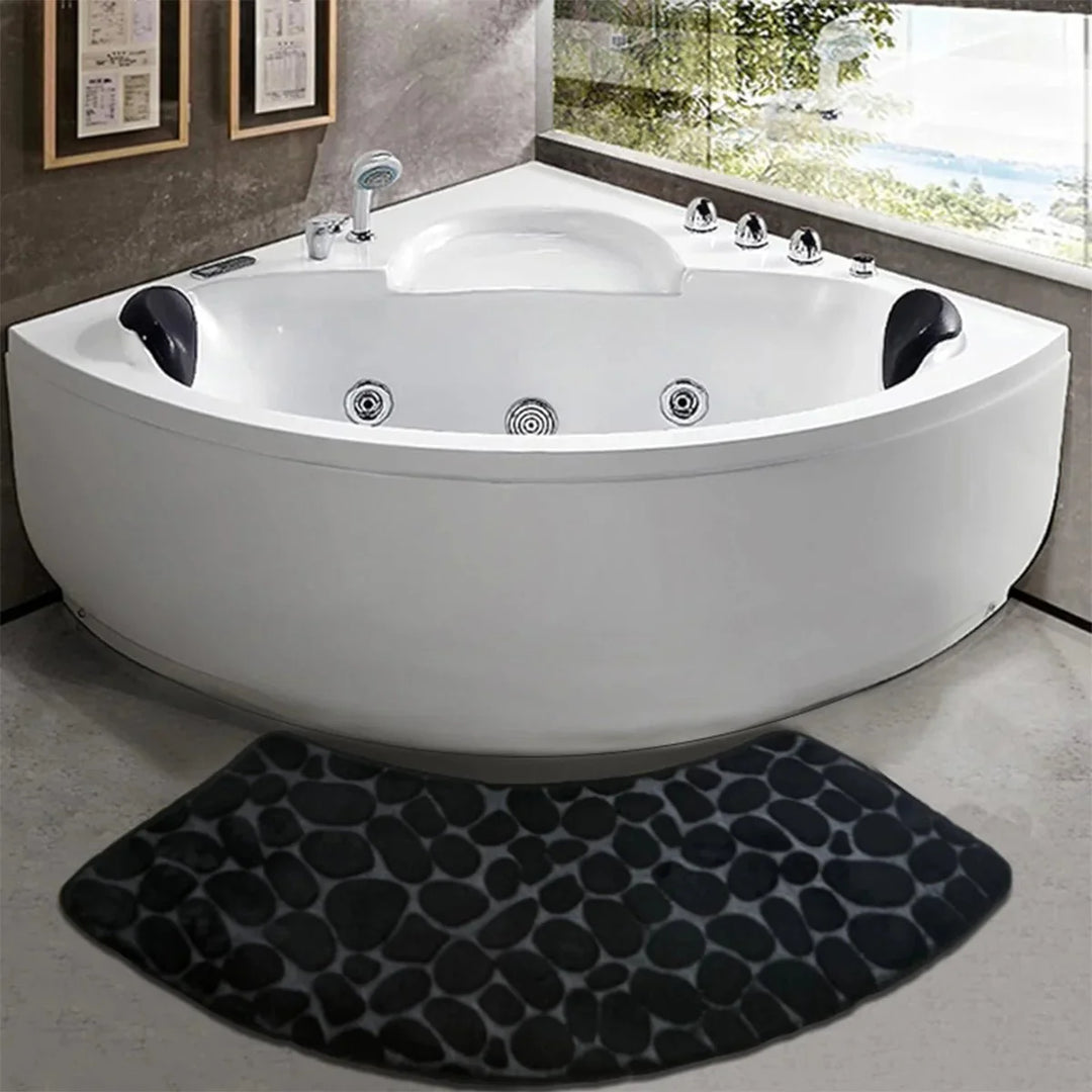 Lisslune | Curved Bathroom Mat - Thick Absorbent Non-Slip Bath Mat for Bathroom Safety
