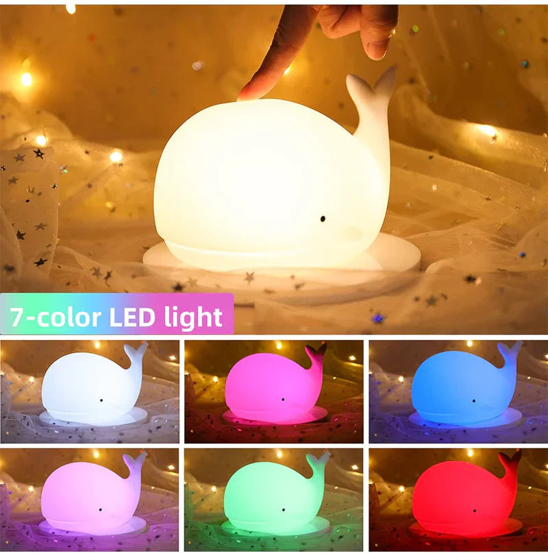 Lisslune | Cute Whale Night Light with Colour Change - GlowWhale