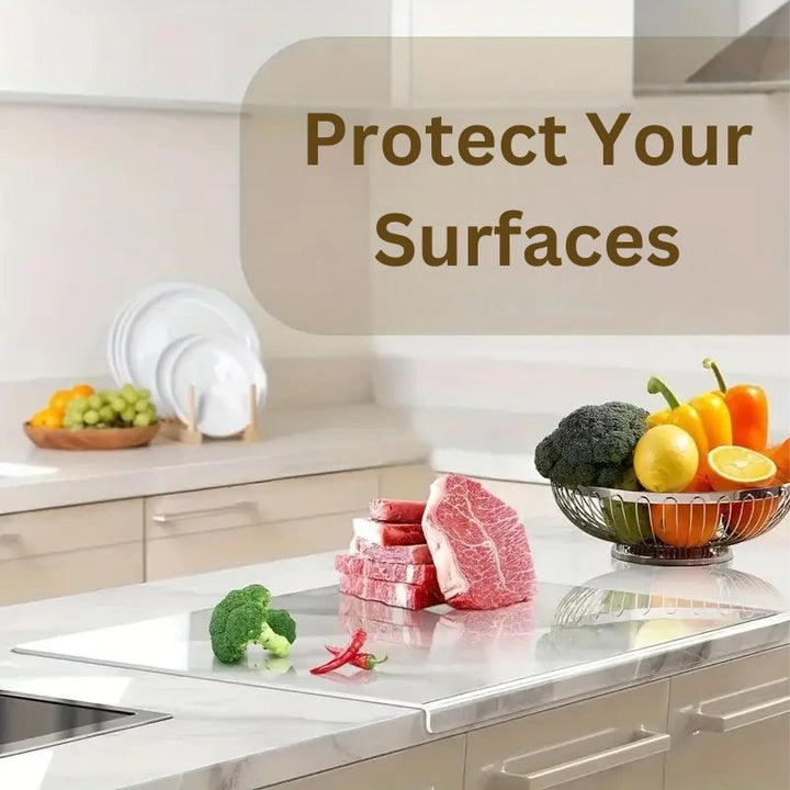 Lisslune | Clear Cutting Board with Counter Lip | Transparent Acrylic Kitchen Board