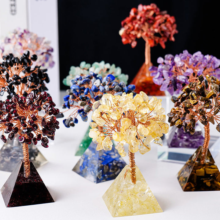 Lisslune | Natural Stone Gravel Pyramid Base Feng Shui Tree