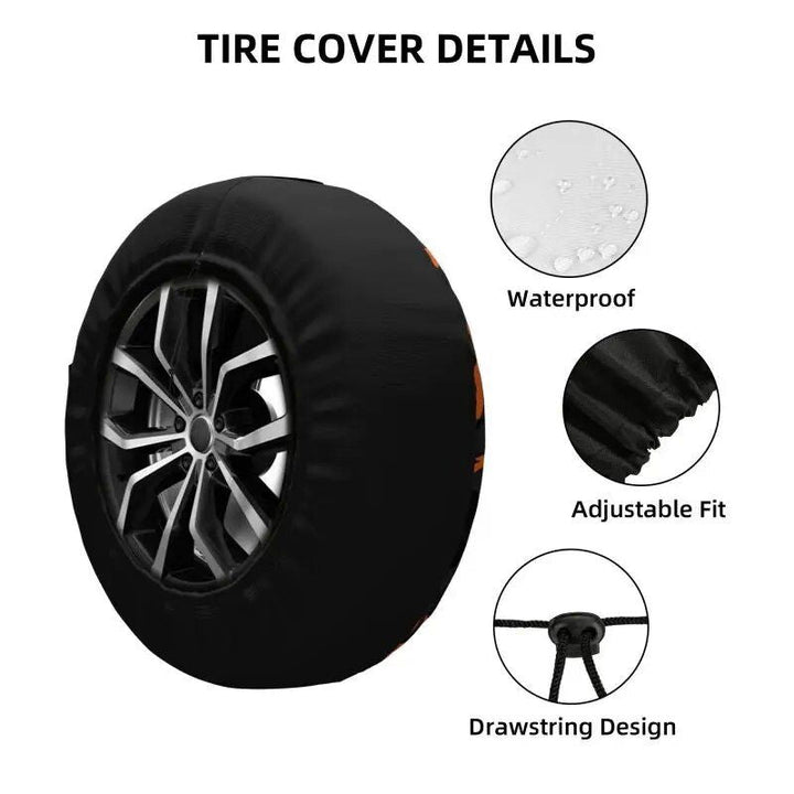 Lisslune | Rugged Camo Reserve Tire Cover – Black Orange Camouflage Wheel Protector for Off-Road Vehicles and Outdoor Vehicles