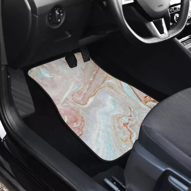 Lisslune | Luxe Pink Gold Floating Marble Car Mat (Full Set of 4)