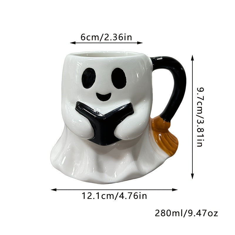 Lisslune | Halloween Ghost Mug – Ceramic Mug with Laughing Ghost Design