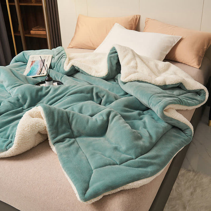Lisslune | Solid thick double-sided velvet cube blanket