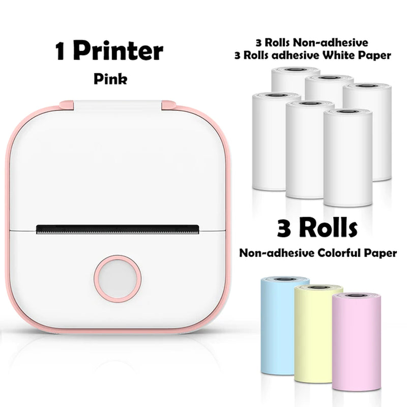 Lisslune | T02 Portable Mini Wireless Thermal Pocket Printer Self-Adhesive Stickers Used for DIY, Journal Stickers Portable Printer